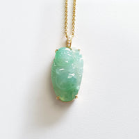 Highly Translucent Icy Apple Green Jadeite "Laughing Buddha" Pendant (JAB004904) 7