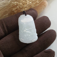 Translucent Icy White Jadeite "Majestic Dragon" Pendant (JAB005176) 5