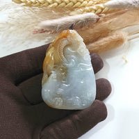 Good Translucency Icy and Honey Orangey Yellow Jadeite "Majestic Dragon” Pendant (JAB005187) 3