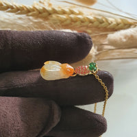 Good Translucency Icy Brilliant Orange Jadeite "Rabbit and Carrot" Pendant (JAB005238) 6
