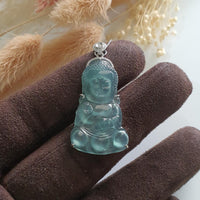 Glassy Translucent Ice Blue "Baby Buddha" Pendant (JAB005256) 2