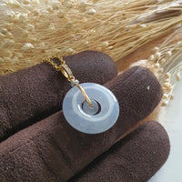 Translucent Icy Bluish Lavender Jadeite "Double Hoops" Pendant (JAB005297) 2