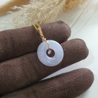 Translucent Icy Bluish Lavender Jadeite “Twinkle Diamond” Donut Pendant (JAB005396) 4