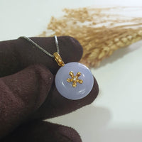 Good Translucency Icy Brilliant Lavender Jadeite “Cherry Blossom” Donut Pendant (JAB005421) 5