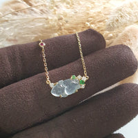 Highly Translucent Icy Jadeite “Dancing Goldfish” Pendant Necklace (JAB005470) 4