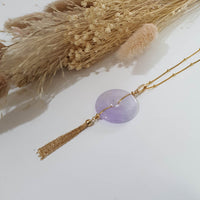 Good Translucency Icy Lavender Jadeite "Chandelier Coin" Pendant (JAB005482) 7