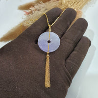 Good Translucency Icy Lavender Jadeite "Chandelier Coin" Pendant (JAB005482) 2