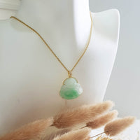 Good Translucency Icy with Icy Apple Green Jadeite "Laughing Buddha" Pendant (JAB005563) 8