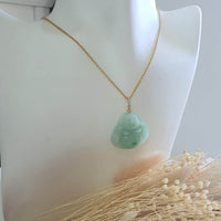 Translucent Green with Brilliant Green "Laughing Buddha" Pendant (JAB005568) 7