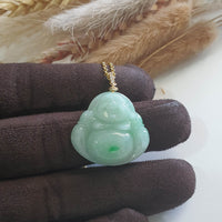 Translucent Green with Brilliant Green "Laughing Buddha" Pendant (JAB005568) 3