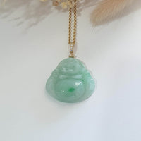 Translucent Green with Brilliant Green "Laughing Buddha" Pendant (JAB005568) 1