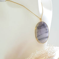Good Translucency Icy Tri-Colour Black Jadeite "The Oval" Pendant (JAB005922) 10