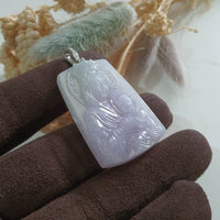 Translucent Lavender Jadeite "Mother Mary and Baby Jesus" Pendant (JAB006051) 2