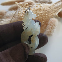 Good Translucent Icy Jadeite "Elite Powerful Galloping Horse" Pendant (JAB006138) 2