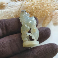 Good Translucent Icy Jadeite "Elite Powerful Galloping Horse" Pendant (JAB006138) 5
