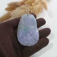 Good Translucency Icy Lavender and Green "Morning Glory" Pendant (JAB006140) 1