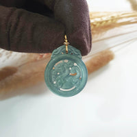 Highly Translucent Icy Bluish Green "Pixiu" Pendant (JAB006246) 4
