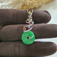 Translucent Brilliant Green Jadeite “Festive Glitters” Pendant (JAB006262) 2