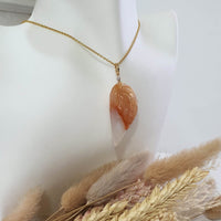 Translucent Icy Orangey Red Jadeite "Dragon and Dragon’s Tooth" Pendant (JAB006321) 7