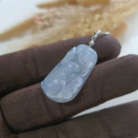 Good Translucency Icy Bluish Lavender Jadeite "Prosperity Rabbit" Pendant (JAB006332) 5