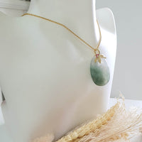 Good Translucency Icy with Green Jadeite "Flower Blossom" Pendant (JAB006403) 6
