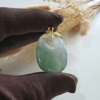 Good Translucency Icy with Green Jadeite "Flower Blossom" Pendant (JAB006403) 2