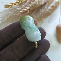 Good Translucency Icy Green and Yellow Jadeite "Auspicious Wealth Pixiu" (JAB006628) 7
