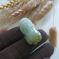 Good Translucency Icy Green and Yellow Jadeite "Auspicious Wealth Pixiu" (JAB006628) 5