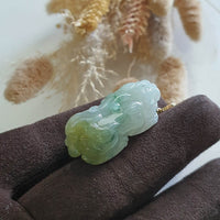 Good Translucency Icy Green and Yellow Jadeite "Auspicious Wealth Pixiu" (JAB006628) 4