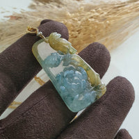 Good Translucency Icy Yellow and Bluish Green Jadeite “Joyful Bloom” Pendant (JAB006631) 9