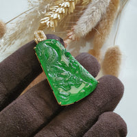 Highly Translucent Imperial Green Jadeite "Majestic Dragon” Pendant (JAB006663) 2