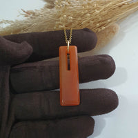Translucent Brilliant Orangey Red Jadeite "Heaven’s Gate" Pendant (JAB006696) 4