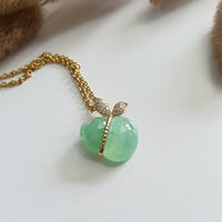 Translucent Icy Apple Green Jadeite "Glittering Hulu’s Love" Pendant (JAB006915) 6