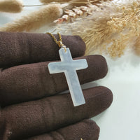 Highly Translucent Icy Jadeite "Cross" Pendant (JAB006983) 2
