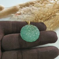 Translucent Icy Green Jadeite "Prosperity Fish and Lotus" Pendant (JAB006984) 2