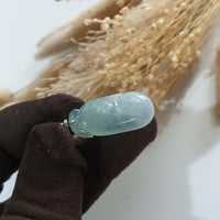 Good Translucency Icy Green Jadeite "Auspicious Ruyi" Pendant (JAB006986) 5