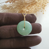 Translucent Icy Bright Green Jadeite "Auspicious Coin" Pendant (JAB007110) 1