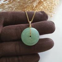 Translucent Icy Bright Green Jadeite "Auspicious Coin" Pendant (JAB007110) 3