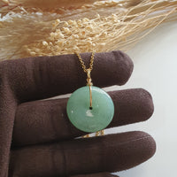 Translucent Icy Bright Green Jadeite "Auspicious Coin" Pendant (JAB007110) 5