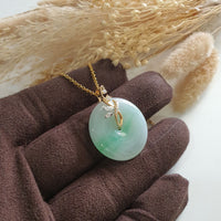 Translucent Green with Brilliant Green Jadeite "Auspicious Coin" Pendant (JAB007115) 2