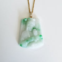 Translucent Green with Brilliant Green Jadeite "Mother Mary and Baby Jesus" Pendant (JAB007274) 6