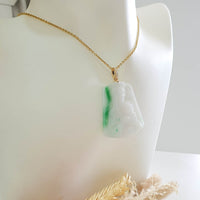 Translucent Brilliant Green on Snow Jadeite "Mother Mary and Baby Jesus" Pendant (JAB007276) 7