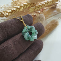 Translucent Icy Flower Green Jadeite “Eternity Knot” Pendant (JAB007399) 2