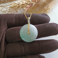 Translucent Green with Brilliant Apple Green Jadeite "Bamboo Blossom" Pendant (JAB007490) 4