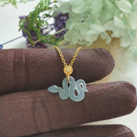 Highly Translucent Icy Blue Jadeite "Auspicious Snake" Pendant (JAB007546) 2