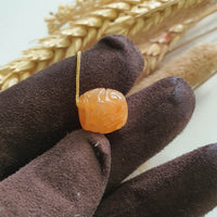 Good Translucency Icy Brilliant Orange Jadeite Carved "Ruyi & Coin" Barrel Pendant (JAB007548) 2