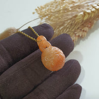 Translucent Icy Brilliant Orangey Jadeite "Interlocking Ruyi" Pendant (JAB007694) 2