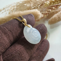 Good Translucency Icy White Jadeite "Wealth Conch Shell" Pendant (JAB007719) 2