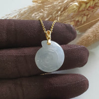 Good Translucency Icy White Jadeite "Wealth Conch Shell" Pendant (JAB007719) 4