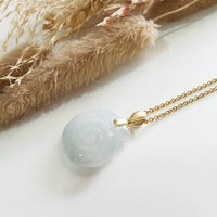 Good Translucency Icy White Jadeite "Wealth Conch Shell" Pendant (JAB007719) 6